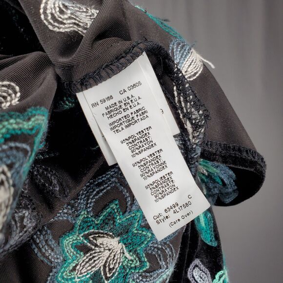 Karen Kane Velvet Embroidered Top Women Medium Floral Bell Sleeve Boho Romantic - Picture 9 of 10